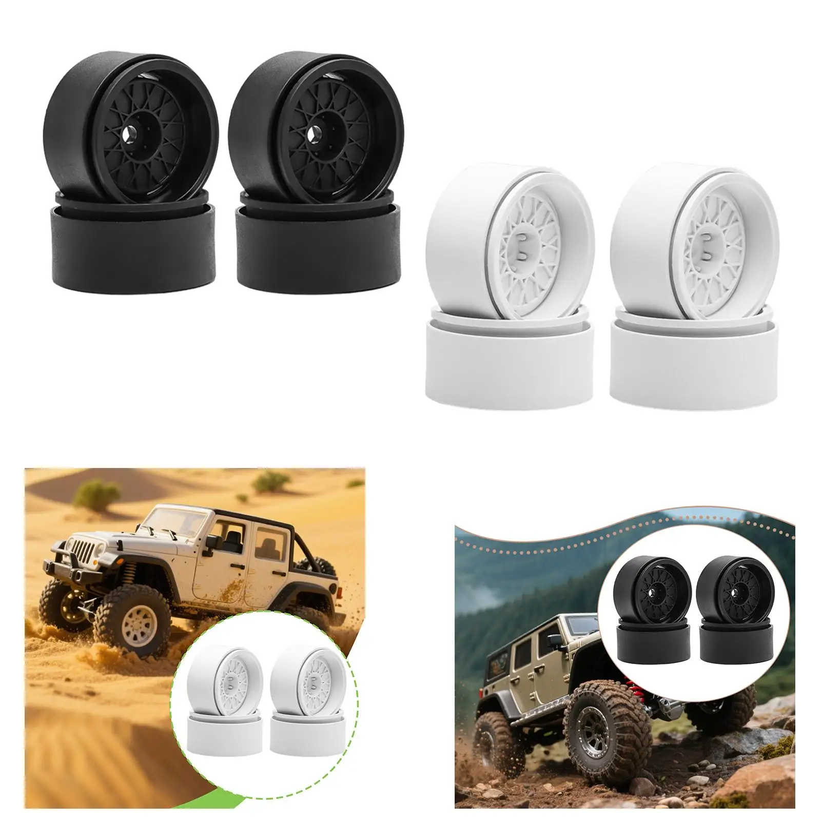 4 ชิ้นล้อขอบล้ออุปกรณ์เสริมประสิทธิภาพสูงสำหรับ 1:10 1:12 RC,รถคลาน, รีโมทคอนโทรลรถครอว์เลอร์,ของเล่น