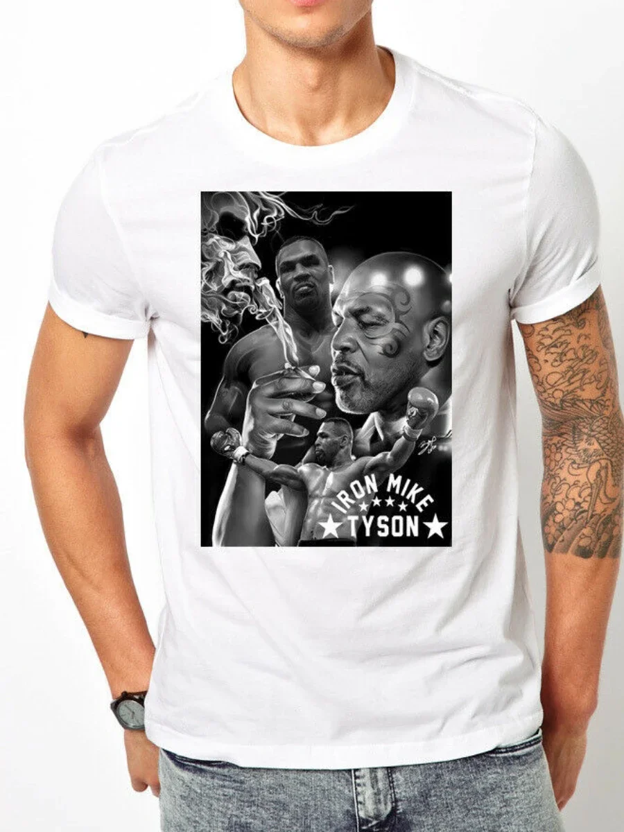 Boxing Champion Iron Mike Tyson Smoking Art T-Shirt. Premium Cotton Short Sleeve O-Neck Mens T Shirt New S-3XL