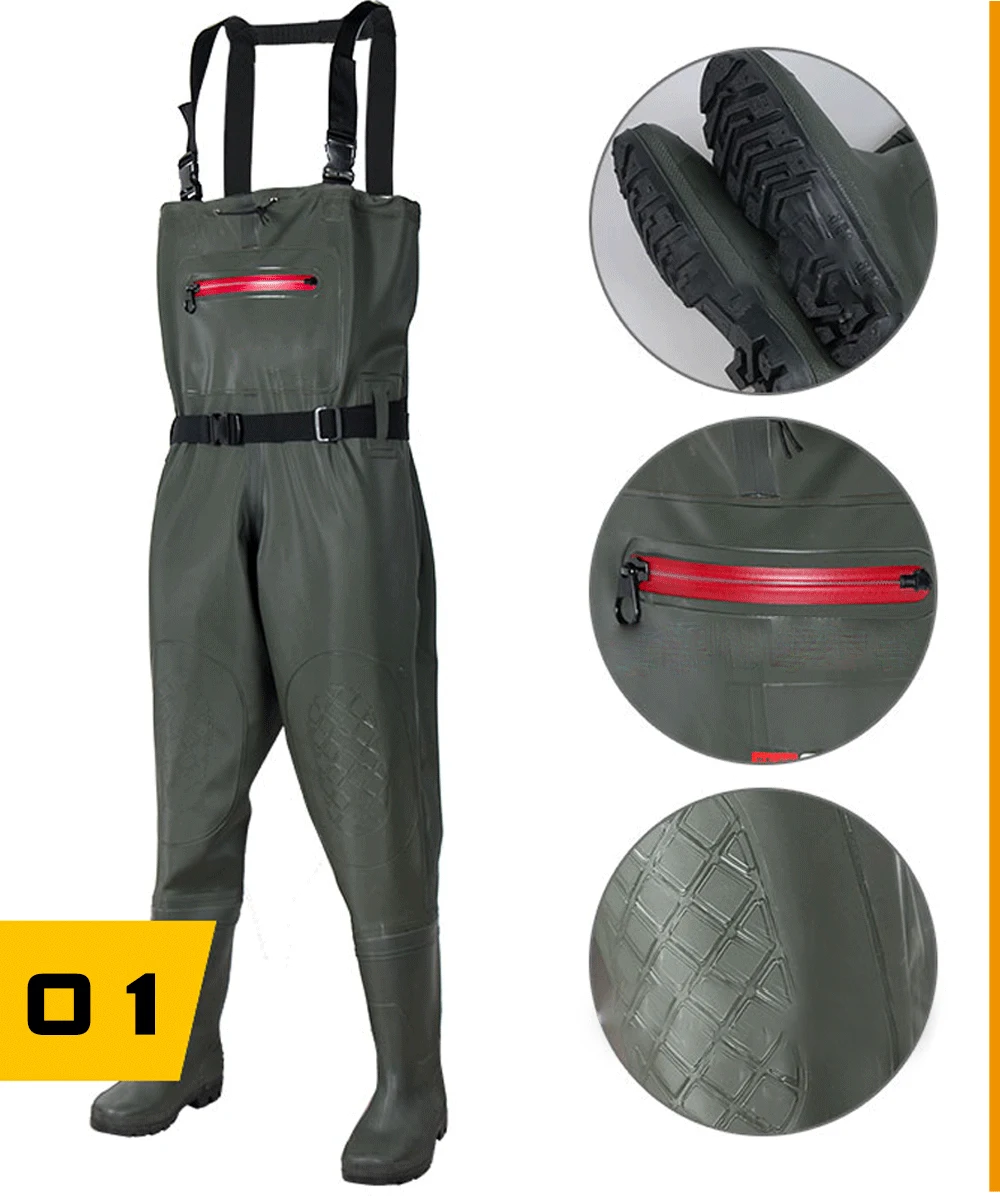 Waders Pants With Boots Set Fishing Overalls Gear Suit Men Women Chest Kits Adult Unisex Set Waterproof Work Clothes Trousers