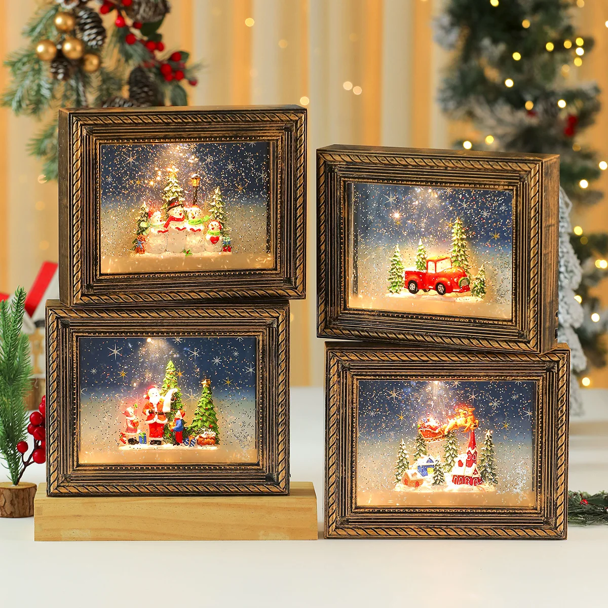 Christmas ideas can be exchanged for their own photo frame ornaments, music luminous snow music boxes, gift decorations