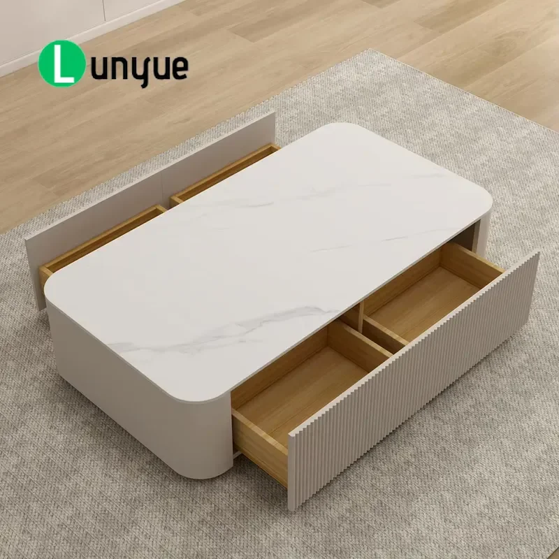 Wood Top With Marble Texture Minimalist Office Home Living Room Sofa Furniture Luxury Coffee Table Leisure Table Tea Table