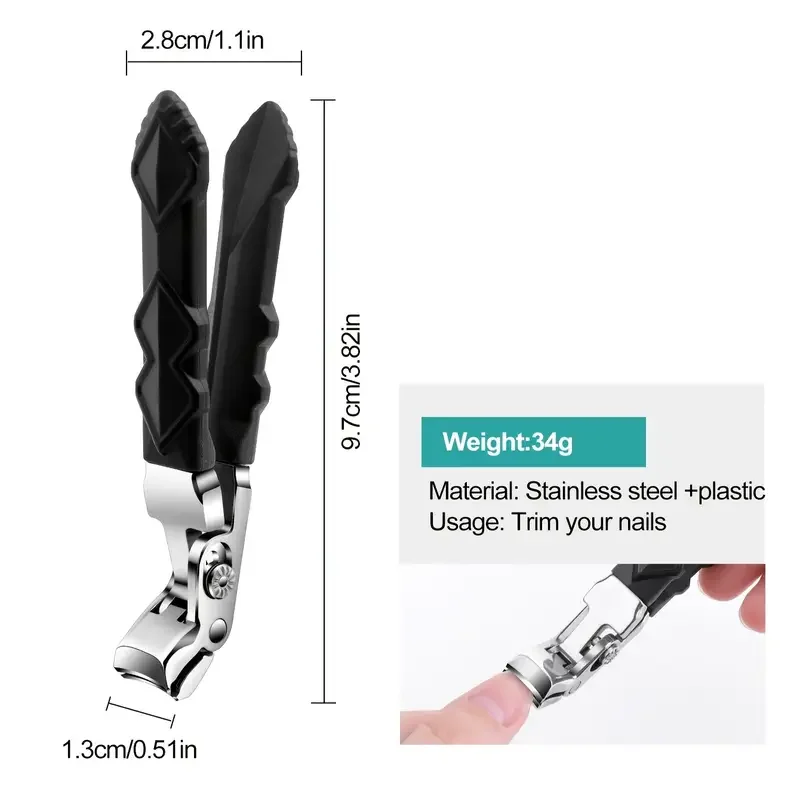 Tagliaunghie spesse resistenti da 2 pezzi con set di lime per unghie in acciaio inossidabile a forma di V per anziani Diabetici Unghie spesse ideali
