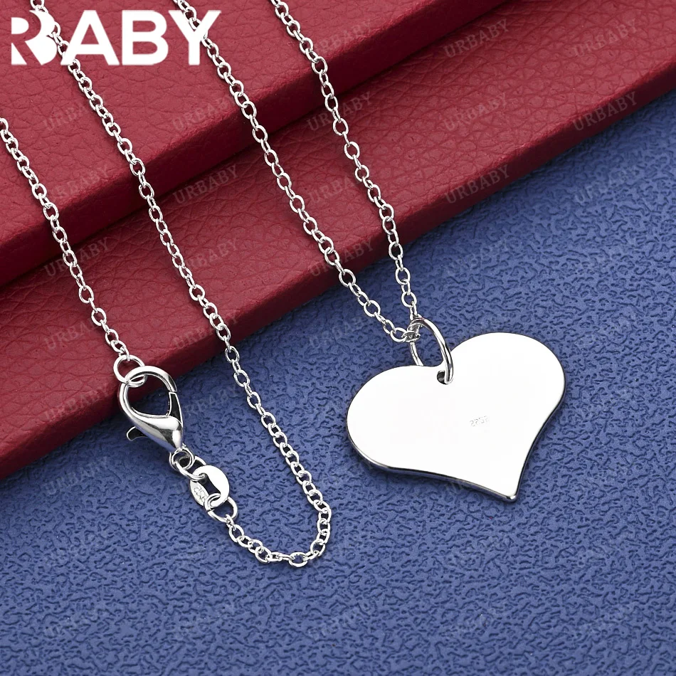

URBABY 40-75cm 925 Sterling Silver Heart Pendant Necklace Charm Trend Birthday Gifts Fashion Party Fine Jewelry