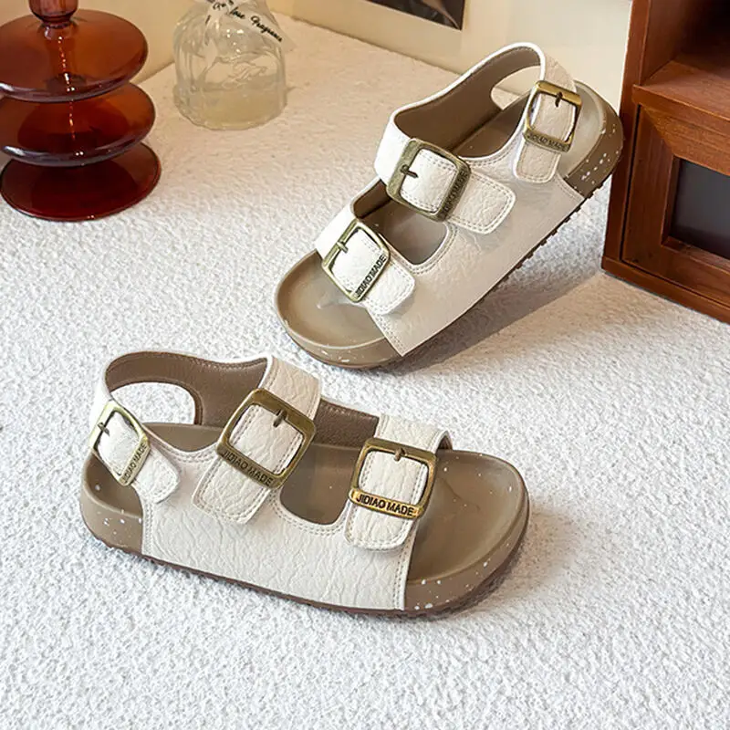 

Comfort Thick Bottom Back Strap Sandals Children Summer 2026 Metal Buckle Decorat Soft Sandals Children Non Slip Beach Slippers