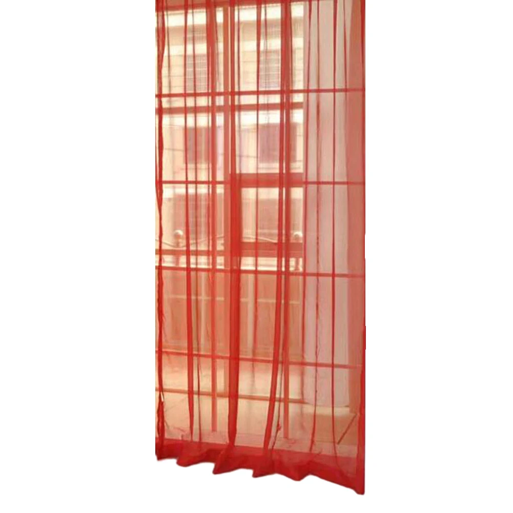 Door Casement Sheer Voile Curtain 1 Pcs 1* 2m*1m(L*W)/78.7\\\'\\\'x39.4\\\'\\\' Colorful Divider Drape Panel Red Scarf