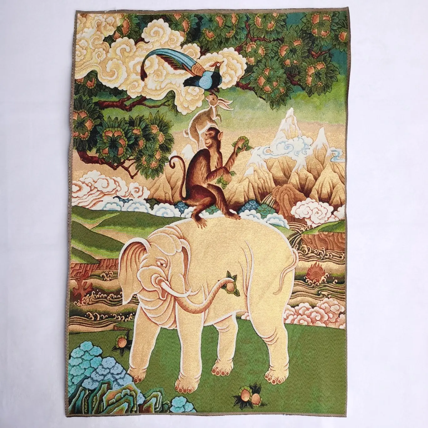 36" Tibet Tibetan Cloth Silk Harmony Four Auspiciousness Tangka Thangka Mural