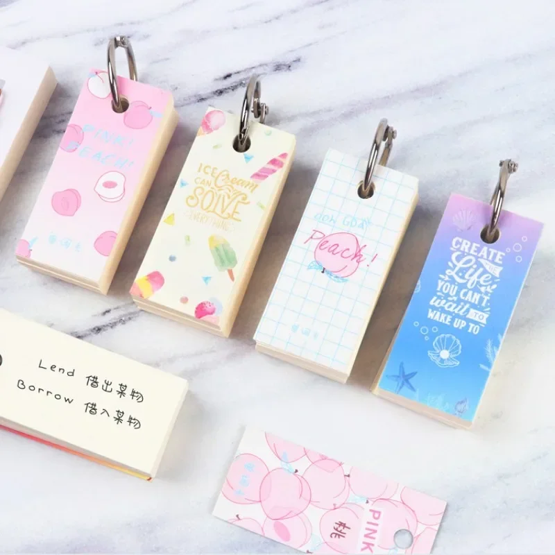 110 Sheets Lovely Mini Notebook School Supplies Stationery Vocabulary Writing Reciting Book Sticky Note Loose Leaf Memo Cards