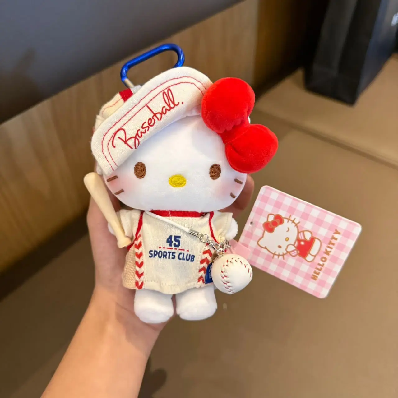 Sanrio Hello Kitty Cross-Dressing Baseball Sports Theme Plush Keychain Car Key Zipper Decoration Backpack Pendant Birthday Gift