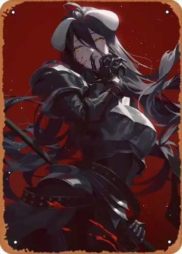 Anime Metallposter Mädchenfigur Metallblechschild Albedo Wandkunst Deko Blechschild-Aluminium