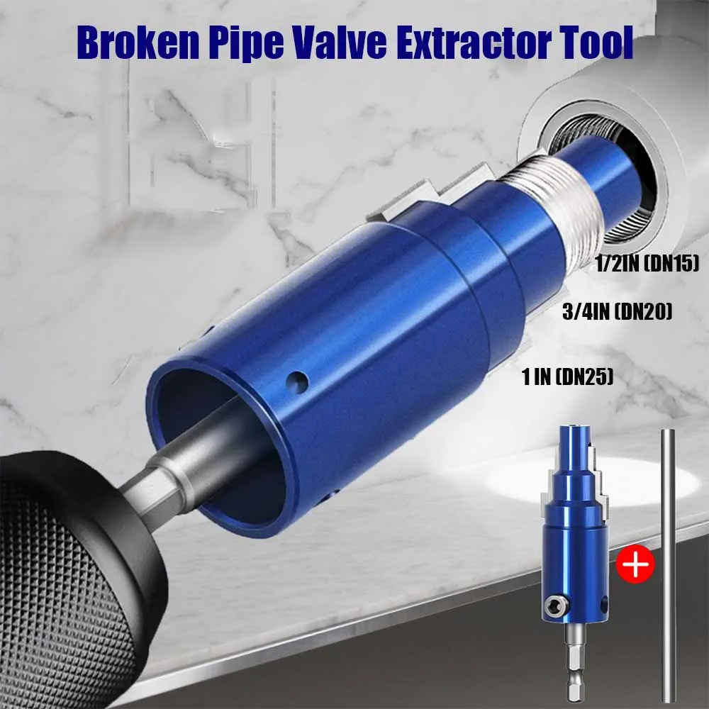 

Broken Pipe Thread Extractor for 1/2-3/4-1inch DN15/20/25 Pipes Thread Removal Tool for Broken Threads in Faucets/Angle Valves