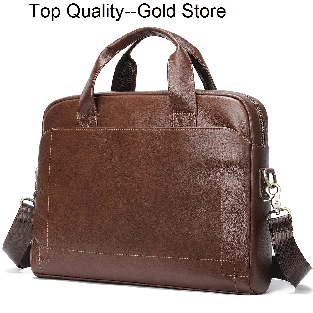 Men's Genuine Leather Laptop Bag Briefcase Office Bags For Men Natural Porte-Documents 5006