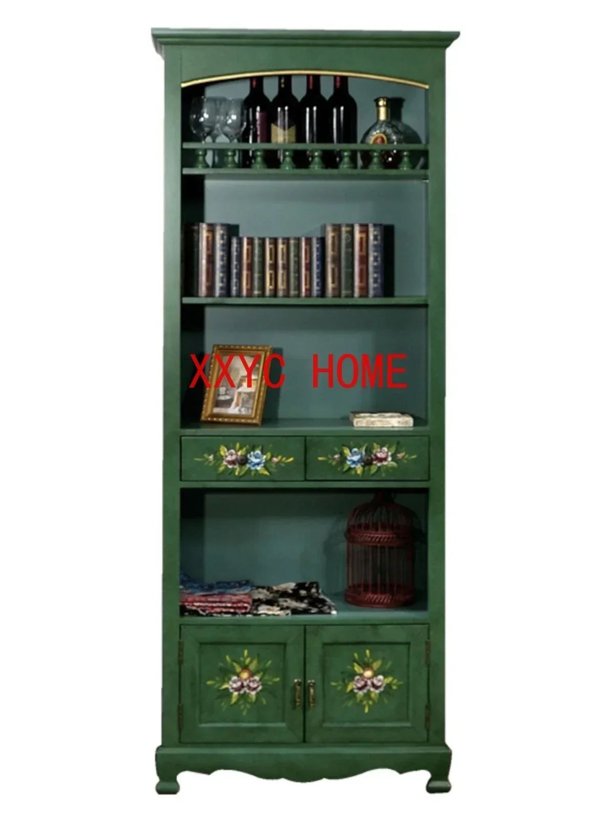 Bookcase Bookshelf Study Vintage File Office Home Display Side Cabinet Storage High Cabinet