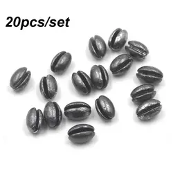 20PCS/Bag 1B~7B Fishing Lead Fall Premium Solid Oval Split Shot Lead Sinker Bean Shaped Weight Lead Fishing Lure Accessories