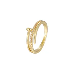For Women’s Design Rivet-Shaped Double Row inlay Shining 3A Zircon ring Personality Trend Gifts Must Choose Adjustable jewe