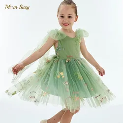 Baby Girl Princess Embroidery Flower Tutu Dress Sleeveless Infant Toddler Teen Kid Bow Vestido Party Birthday Baby Clothes 1-16Y