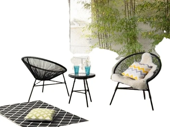 2 مقاعد بيسترو مجموعة متعدد الألوان الروطان الخوص أكابولكو صالة كرسي مع سلة مغزولة سلسلة كرسي القمر وطاولة زجاجية #4