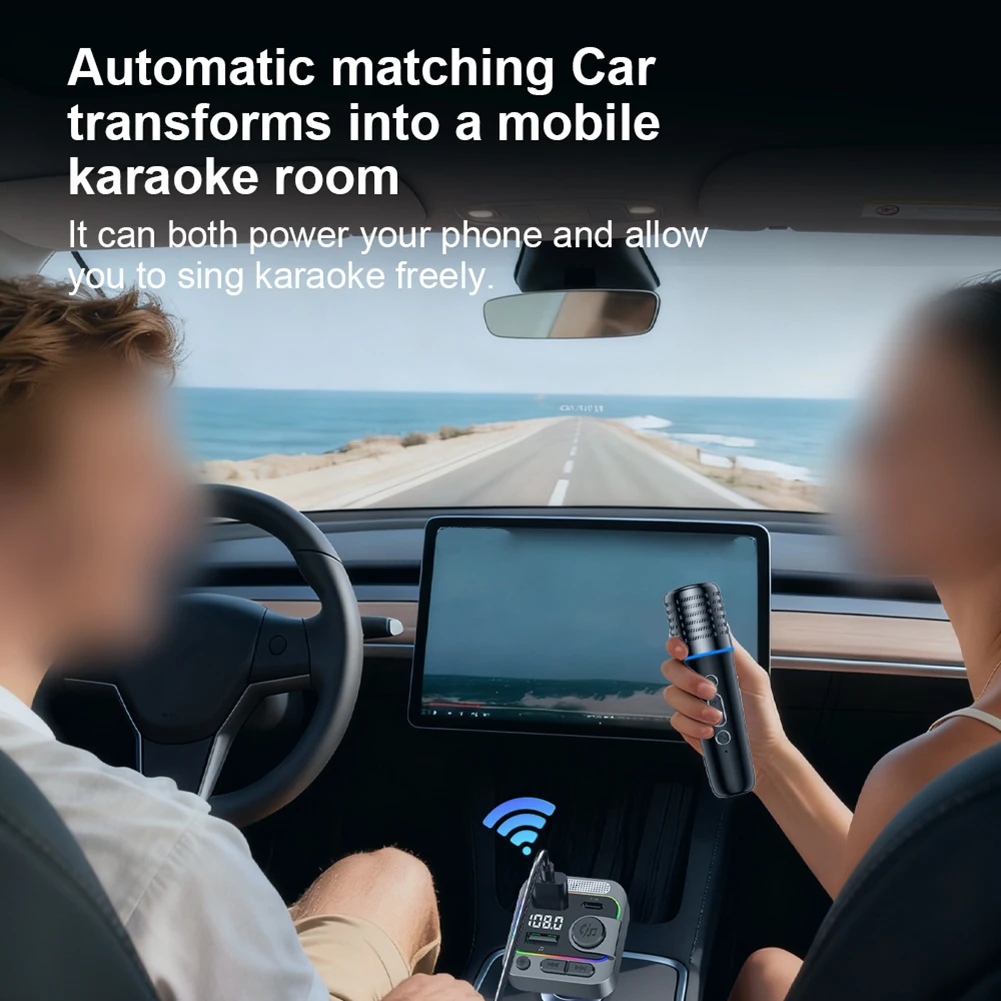 FM Transmitter Karaoke Microphone Road Trip Entertainment As Shown In The Figure Car Charger With Fm Transmitter