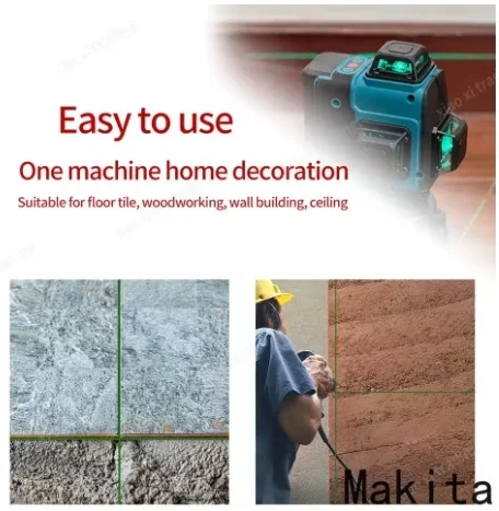 ماكيتا جديد عالي الدقة 16 خط 360 أفقي عمودي عبر المستوى الضوء الأخضر ليزر عالي الدقة أداة محمولة مثبتة على الحائط