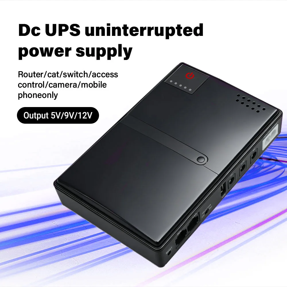 DC1018L UPS 18650 Replaceable Battery Backup Uninterruptible Power Supply 5V 9V 12V Output 220V EU Plug for Router Wifi Modem