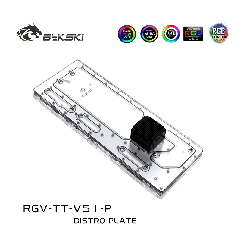 Planche acrylique BYKSKI pour boîtier d'ordinateur ThermalTake View 51 / Solution de canalisation d'eau pour bloc CPU et GPU / Éclairage RGB