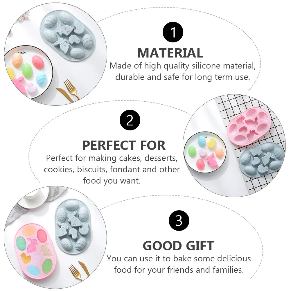 

2Pcs Egg Rabbit Silicone Mold for Cake Chocolate DIY Baking Supplies Fondant Candy Dessert Making Kitchen Tool