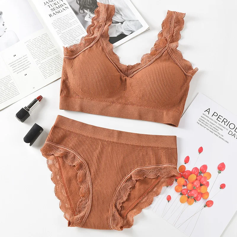 Lace Girls' Bra Set with No Steel Circles, Underwear, Underwear, Two Piece Set image 6