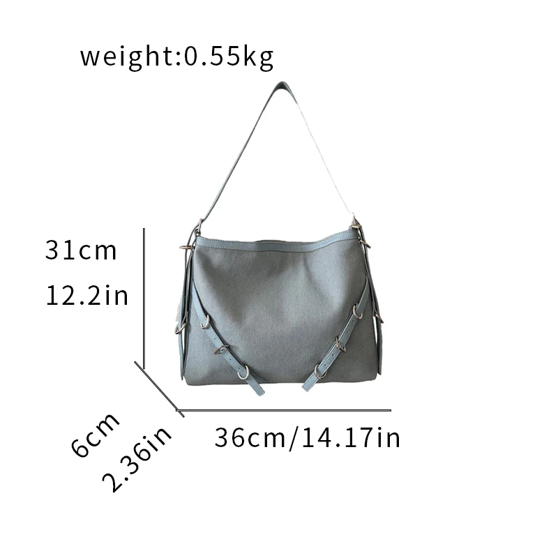 Luxurious Design Canvas Women\'s Bags 2024 New Korean Version Niche Versatile Belt Buckle Large Capacity Tote Shoulder ArmpitBag