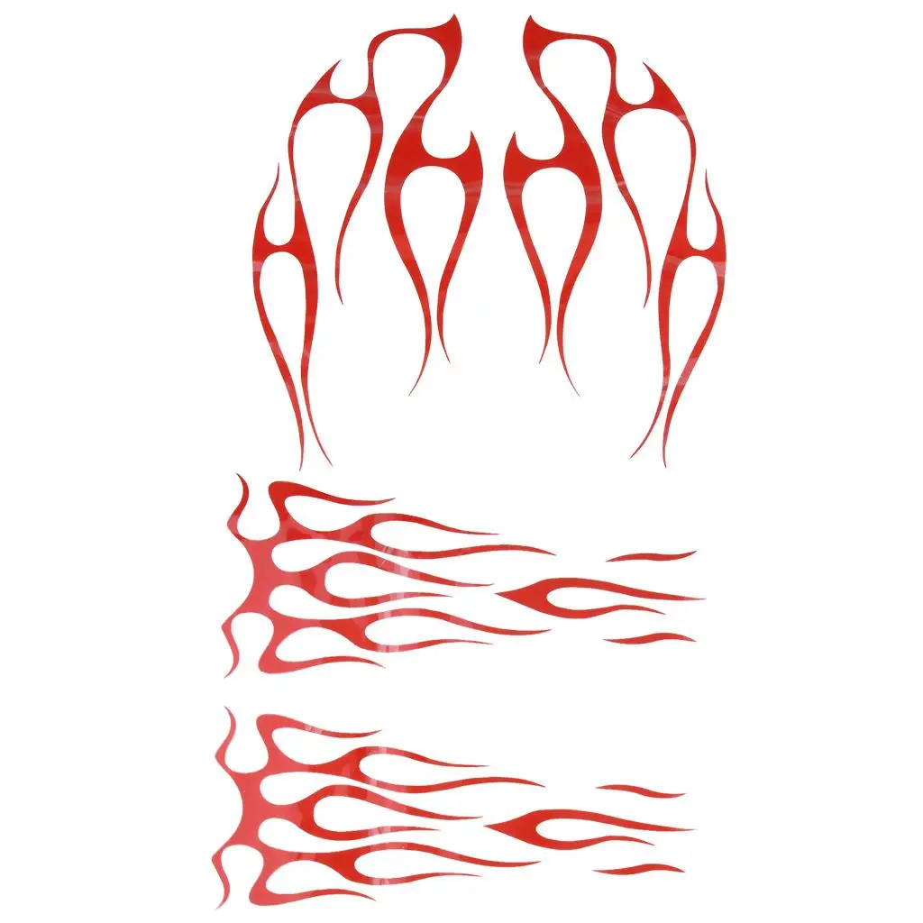 Motorrad-Flammen-Aufkleber, rote PVC-Gastank-Aufkleber, Kotflügelaufkleber, einfach zu installierende Ornamente für individuelle Motorräder