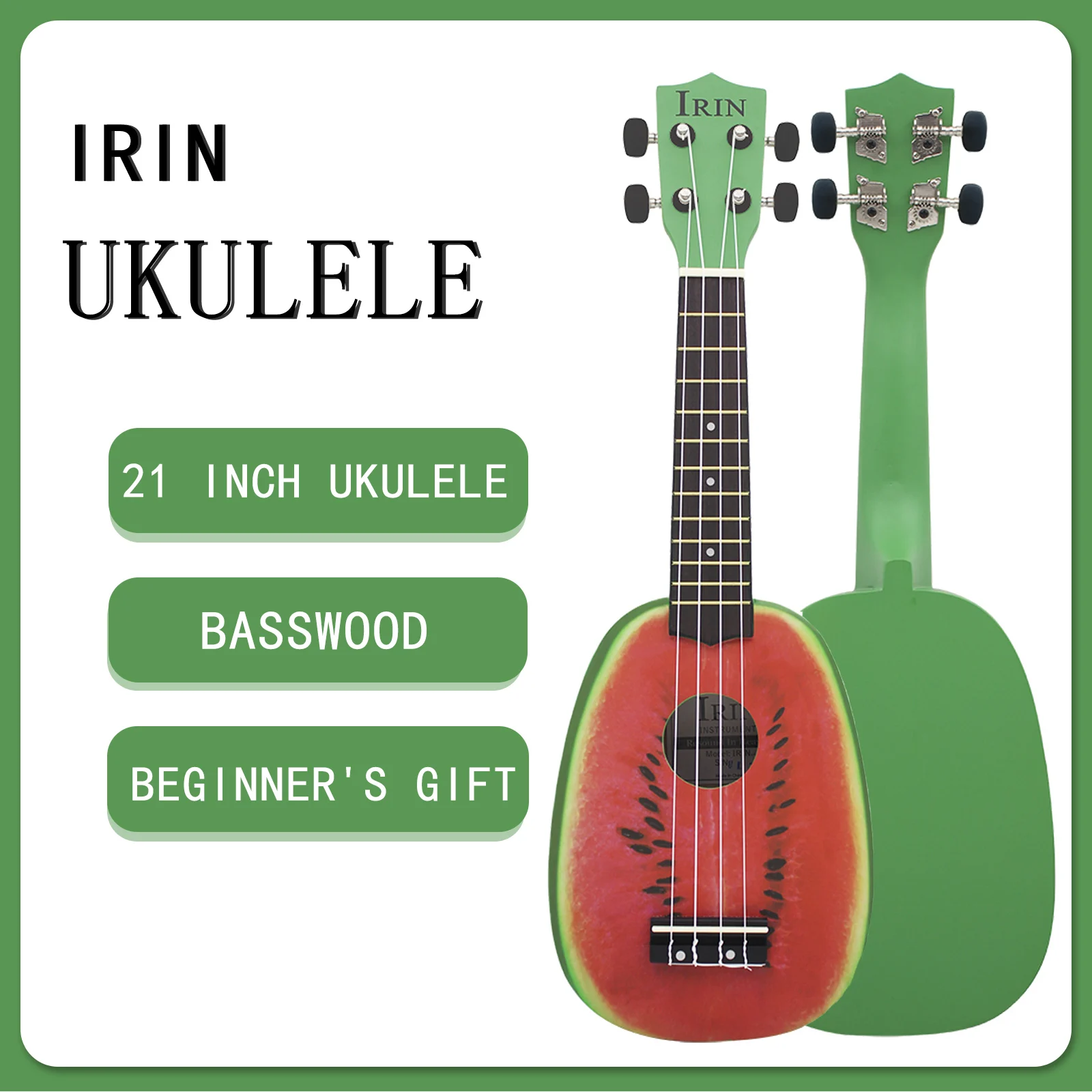 IRIN 21 Inch Ukulele 4 Strings Guitar Watermelon Hawaiian Mini Guitarra Basswood Ukulele Stringed Musical Instrument Beginner