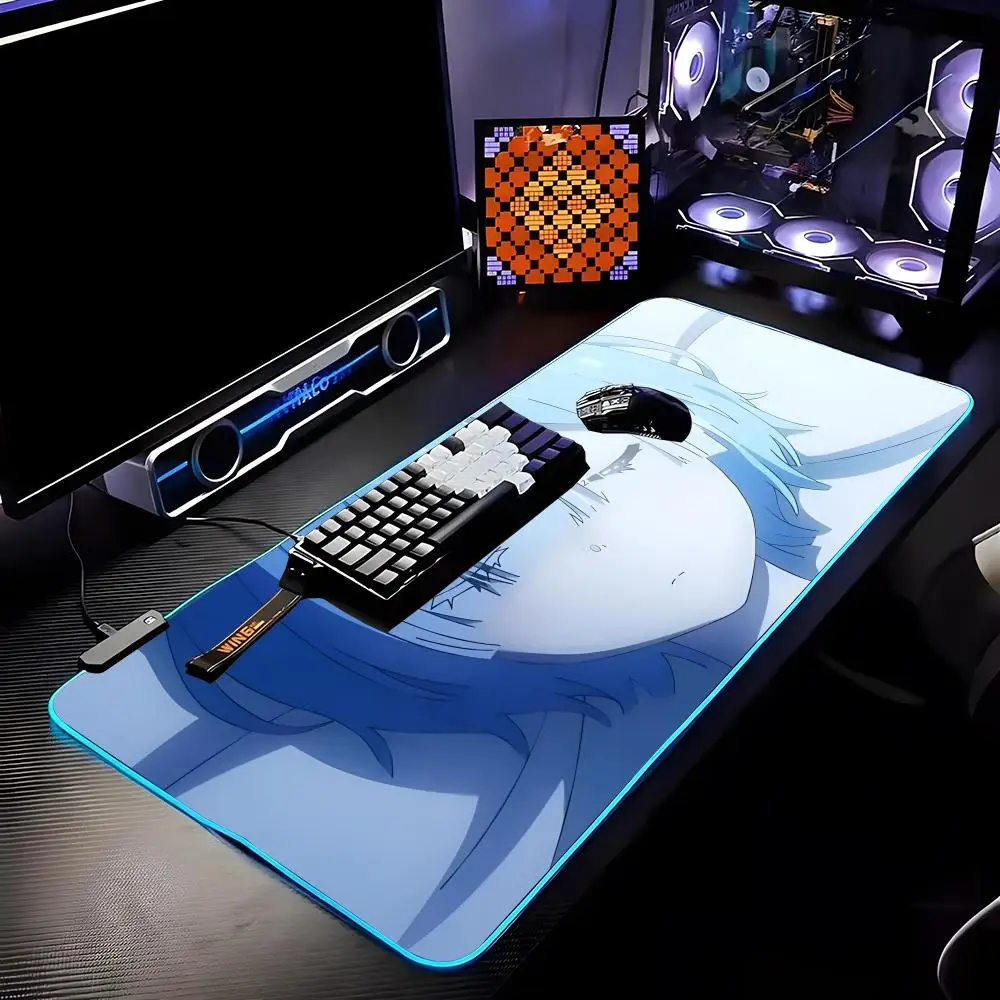 

Anime R-Re Zero Rem Mouse Pad RGB HD Mousepad Pad Rug Desk Mat Computer Gaming PC Accessories Rubber Keyboard LED Mats