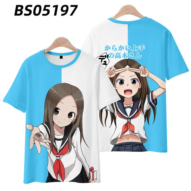 Karakai Jouzu No Takagi San Printing T-shirt Summer Fashion Round Neck Short Sleeve Popular Japanese Anime Streetwear Plus Size