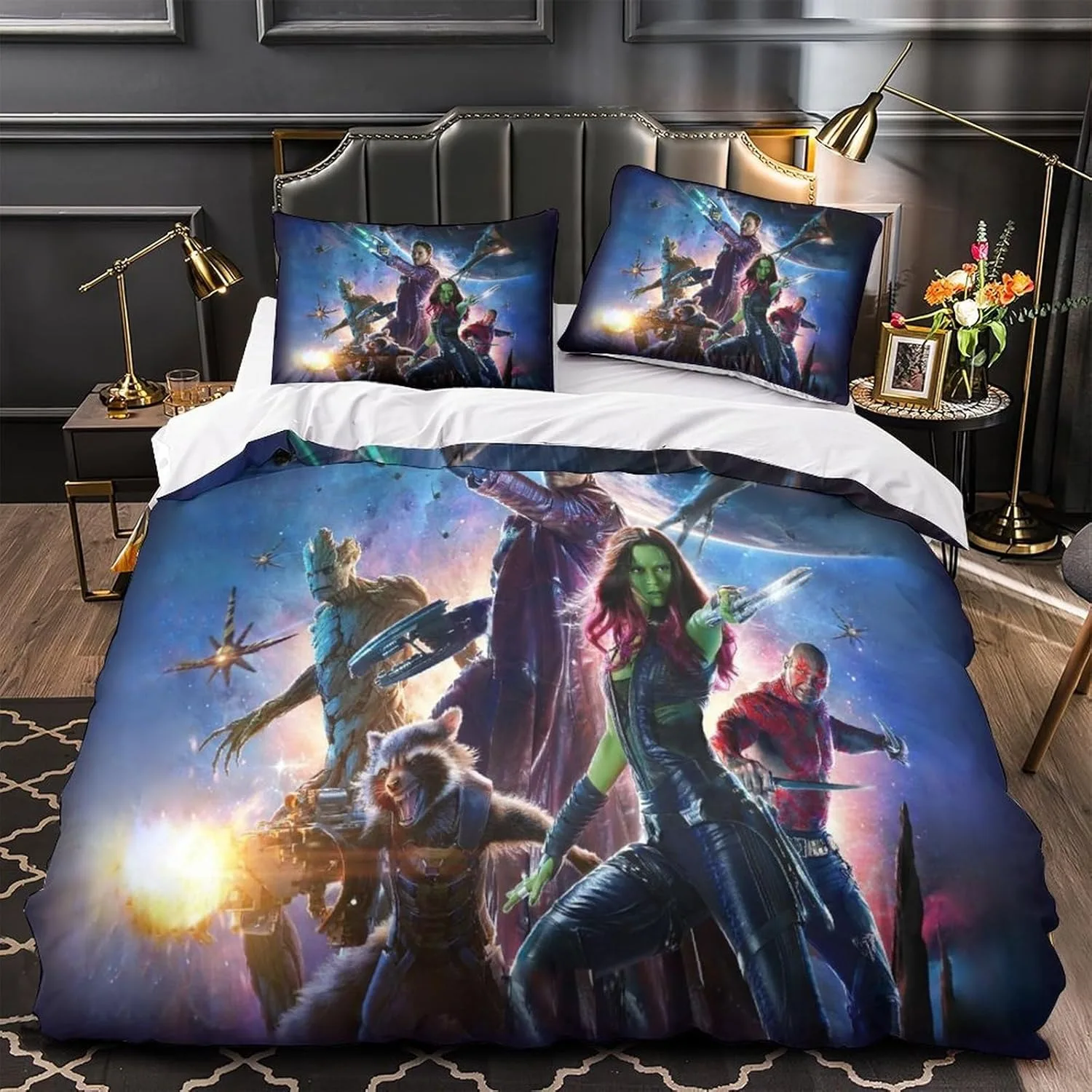 Disney Marvel Heroes Print Bedding Set,Guardians of the Galaxy Groot Duvet Cover Sets,Cartoon Quilt Cover Set Gift To Teenagers