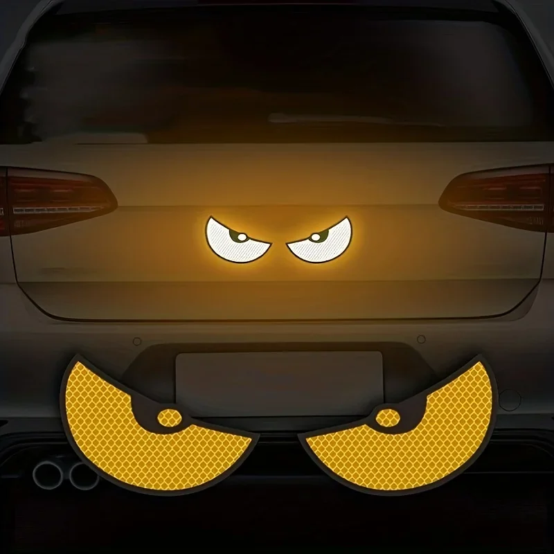 

2pcs/Set Reflective Car Stickers - Improve Your Vehicles Visibility and Safety with Devil Eye Stickers! Backpack strap Paracord