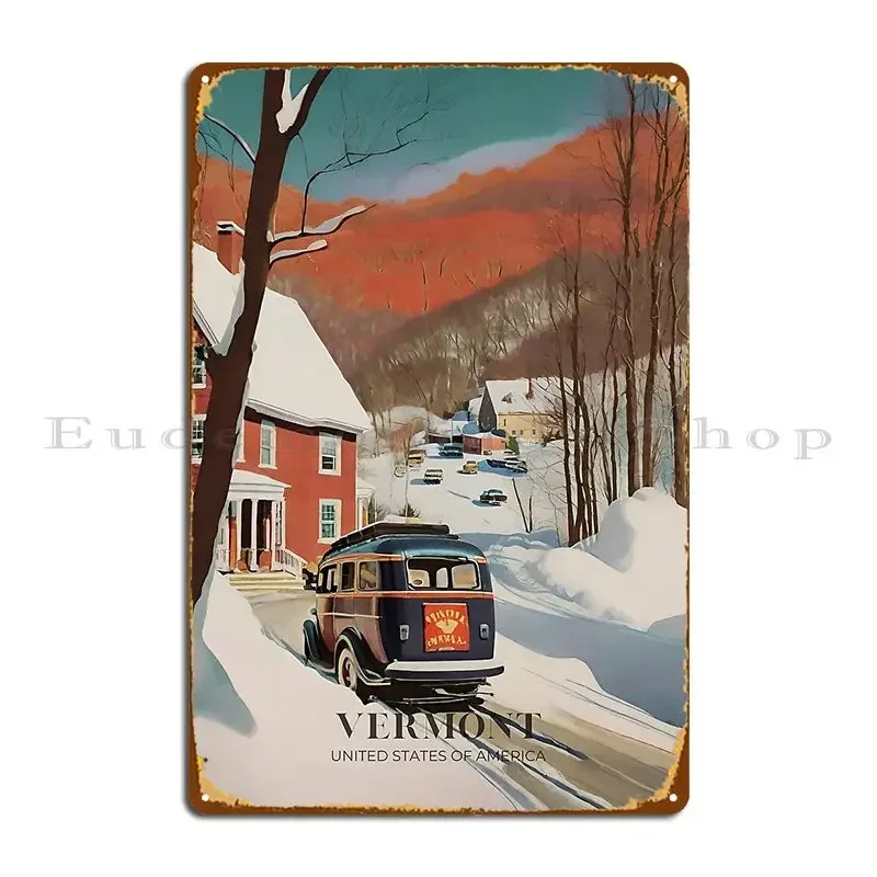 Vermont Travel Poster Colorful And High Resolution 300 Dpi Metal Sign Club Party Club Party Plates Designer Tin Sign Poster