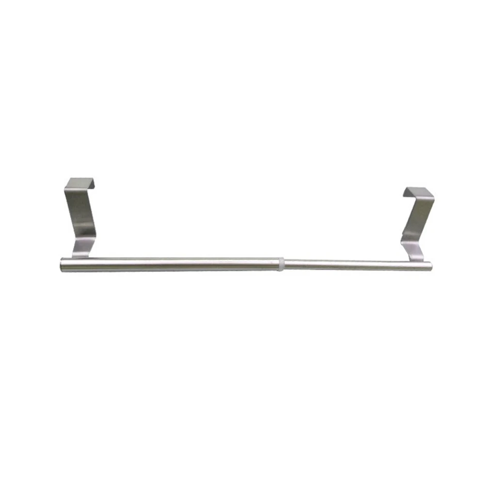 

Stainless Steel Towel Rack Adjustable Telescopic Rod Traceless Wall Mount Hanging Shelf For Kitchen Bathroom Door Back