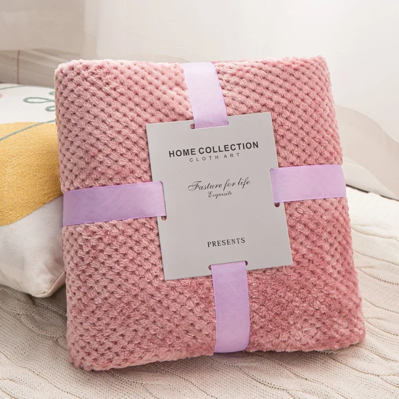 JBTP New Blankets for Beds Solid Yellow Color Soft Warm 300GSM Plaid Square Flannel Blanket on The Bed Thickness Throw Blanket