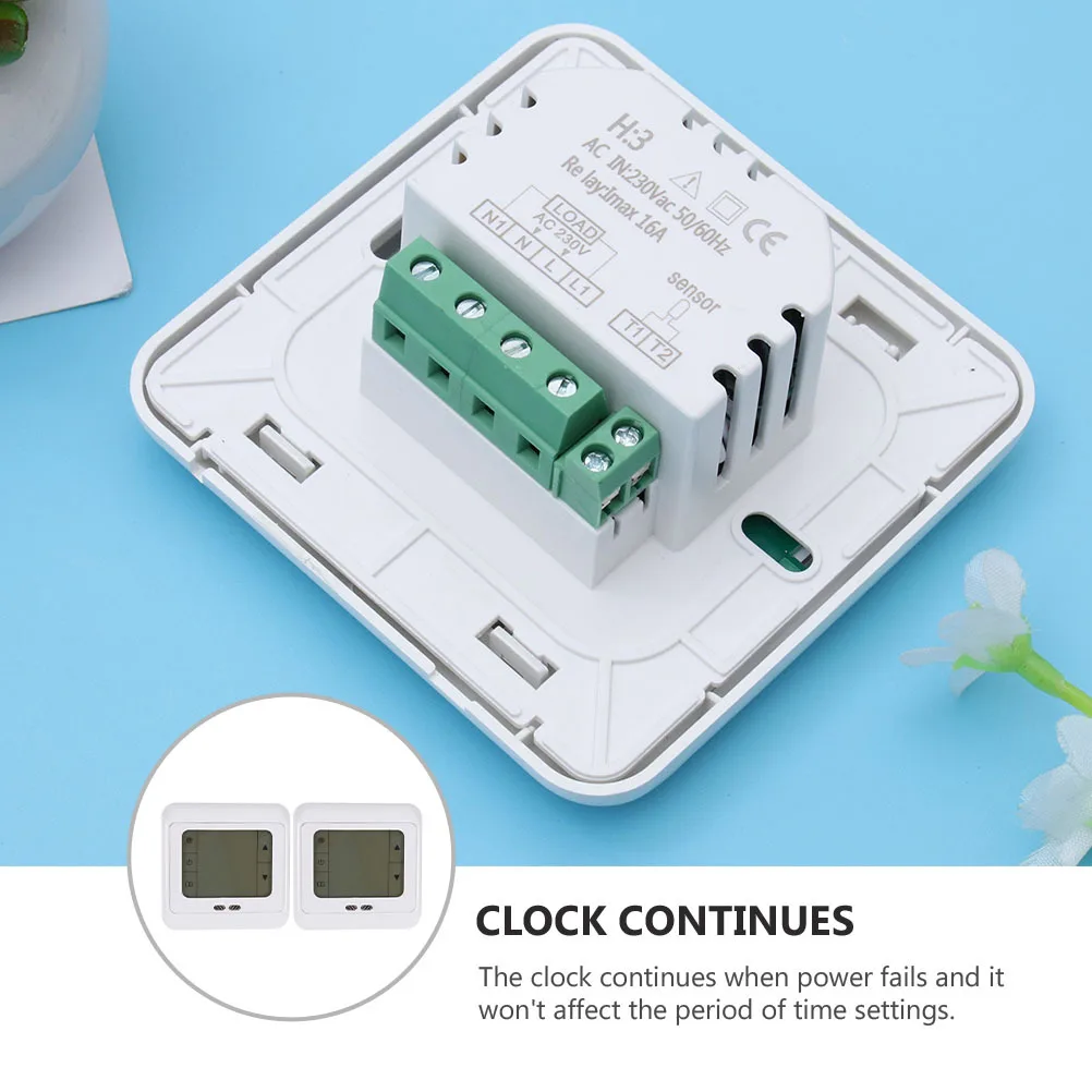 

2Pcs Plastic Underfloor Thermostat Digital Temperature Controller with White Backlight Easy Setup for Room Heating Systems