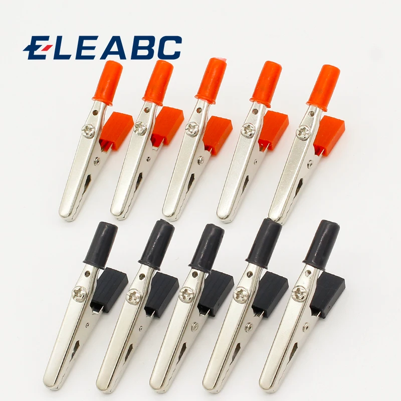 IMC Hot 10 pcs 50mm Plastic Handle Test Probe Metal Alligator Clips