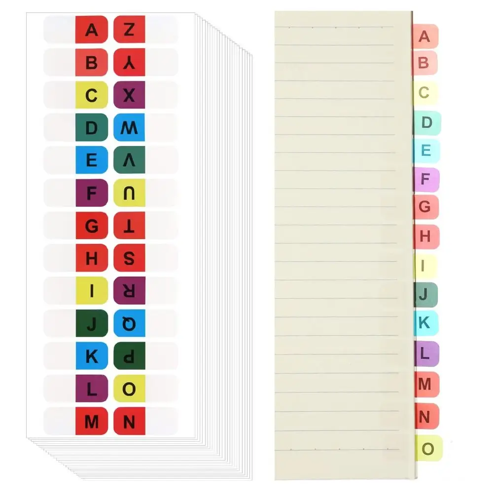 Colorful Alphabet Index Label Stickers Waterproof Study Alphabet Page Markers Planner Small Strips Sticky Index Tabs