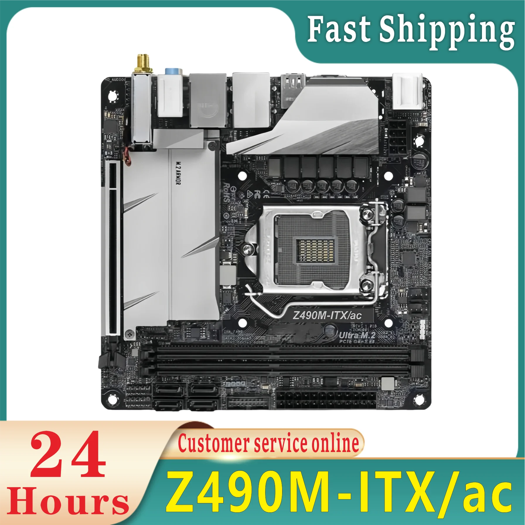 Z490 MINI-ITX Motherboard  Z490M-ITX/ac Motherboard LGA 1200 DDR4 M.2 Supports i9-10900K i5-10500T i3-10100 i7-10700 cpu