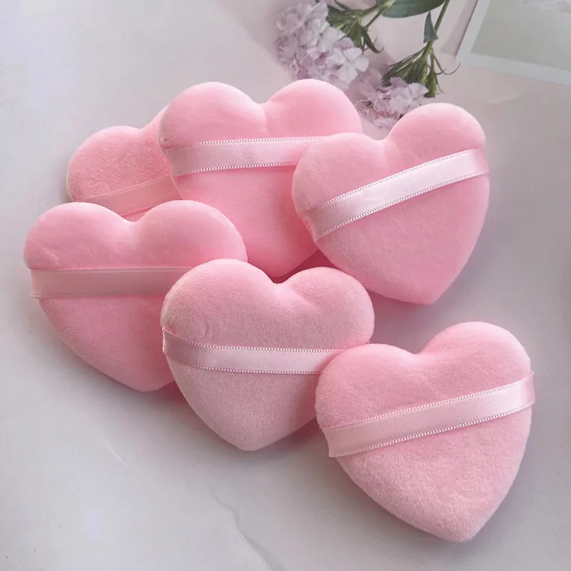 8Pcs Rosa Herz-Förmigen Lose Pulver Puffs Tragbare Weiche Samt Make-Up Schwamm Rouge Pulver Puff Gesichts Make-Up-Tools