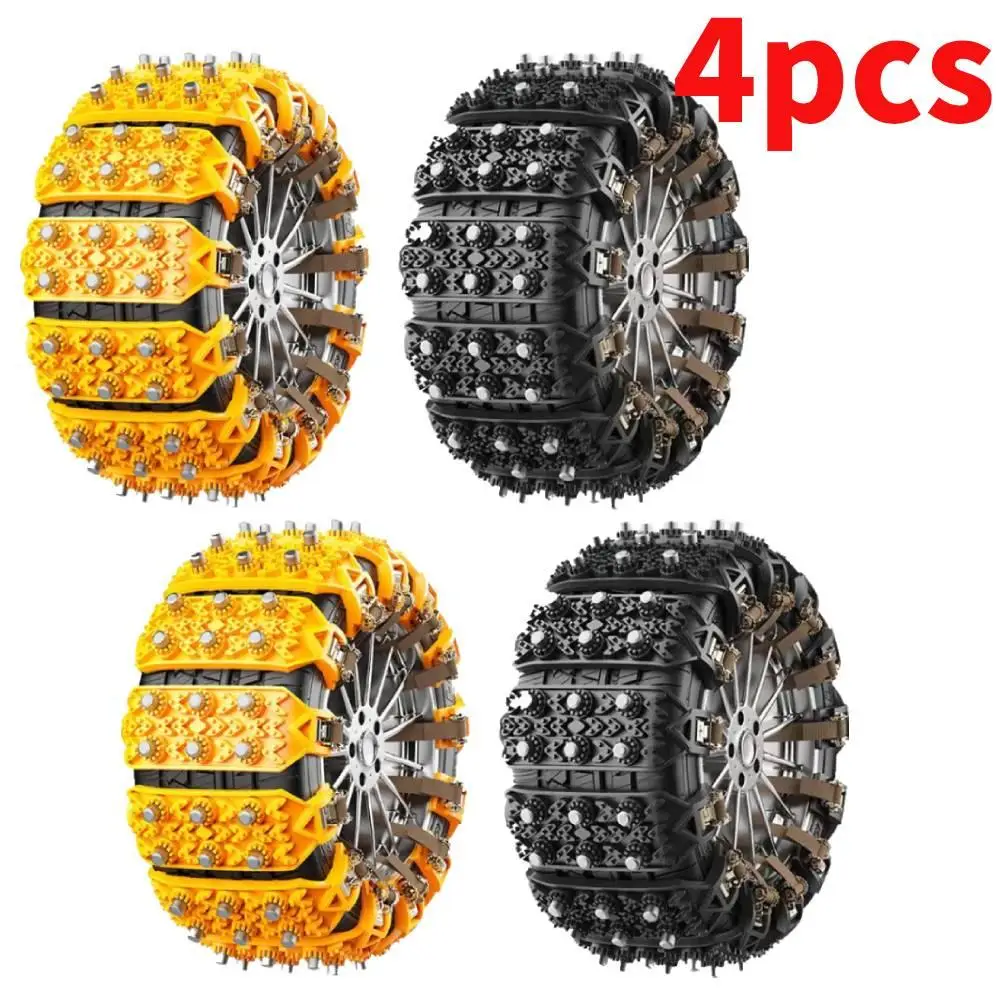 4pcs Universal Anti-Skid Snow Chains for Motorcycles Bicycles Winter Tire Wheels Non-slip Cable Ties Motorbike Emergency Chain