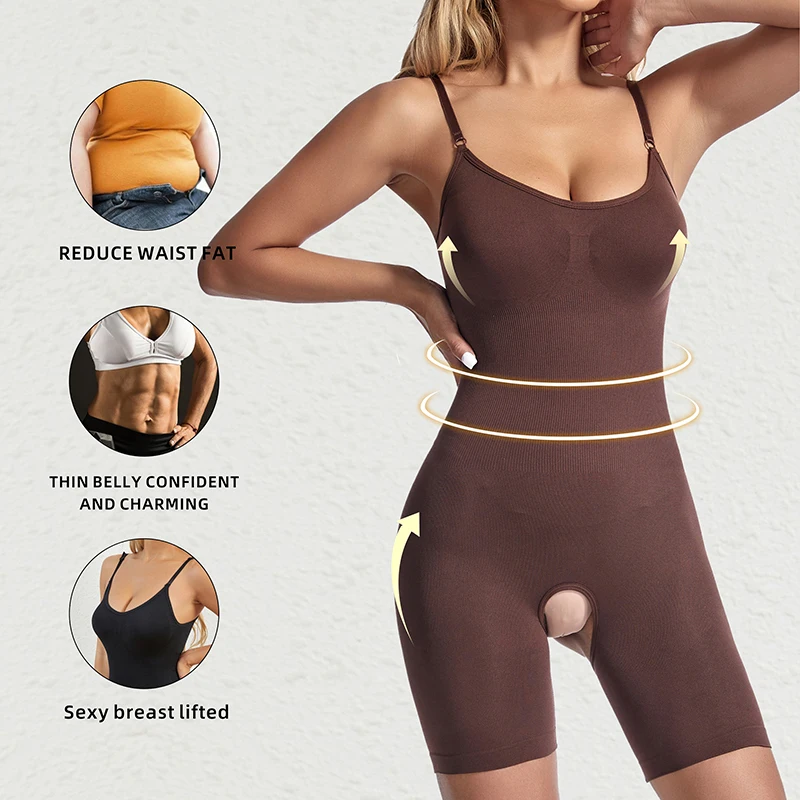 Women Bodysuit Shapewear Open Crotch Full Body Shaper Corset Waist Trainer Shaping Underwear Postpartum Recovery Slimming Sheath