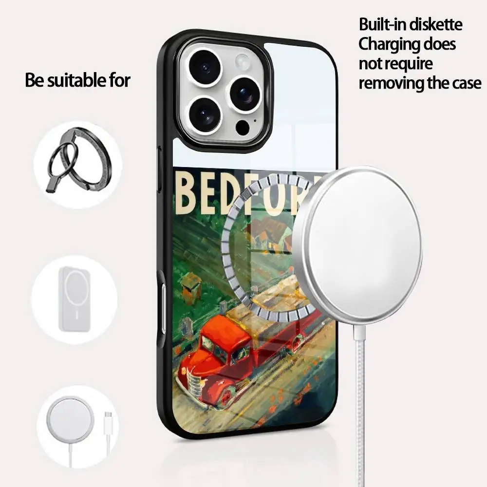 

B-Bedford Phone Case For IPhone 16 15 14 13 12 11 Pro Max Plus Mini Magsafe Mirror Wireless Magnetic Cover