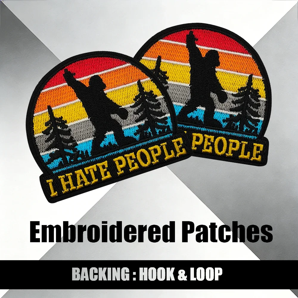 

Нашивка-аппликация «Я ненавижу людей» с вышивкой, природный пейзаж, тканевый аксессуар для куртки, плеча, DIY, пришивные нашивки