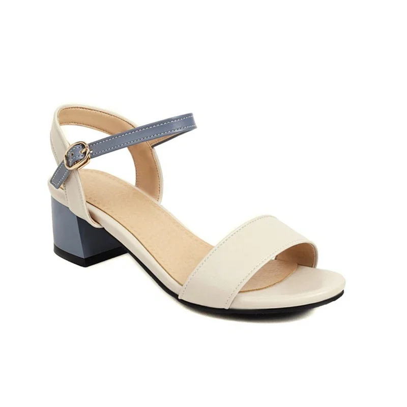 BLXQPYT Zapatos De Mujer Sandals Women Gladiator Peep Toe Thick High Heels Office Dress Shoes Plus Small and Big Size 30-51 261