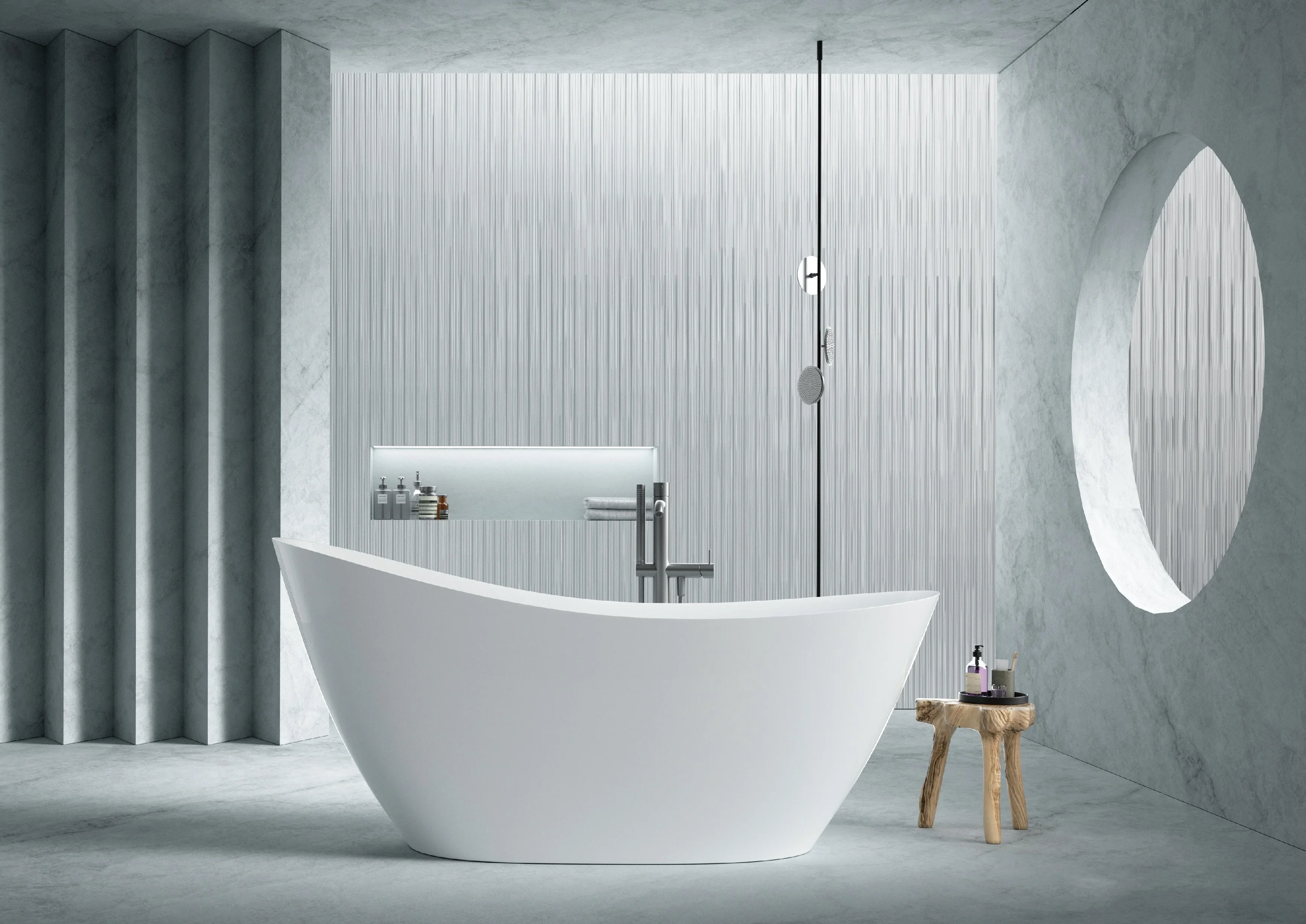 15YRS OEM/ODM Experience Factory Modern Type Bathroom Soaking Freestanding Solid Surface Matte Bathtub Good Price