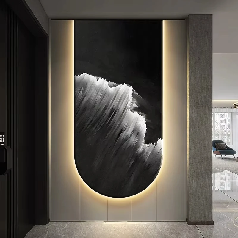 Modern Sea Wave LED Wall Light Black and White Gray Entrance Corridor U-Shaped Living Room Dining