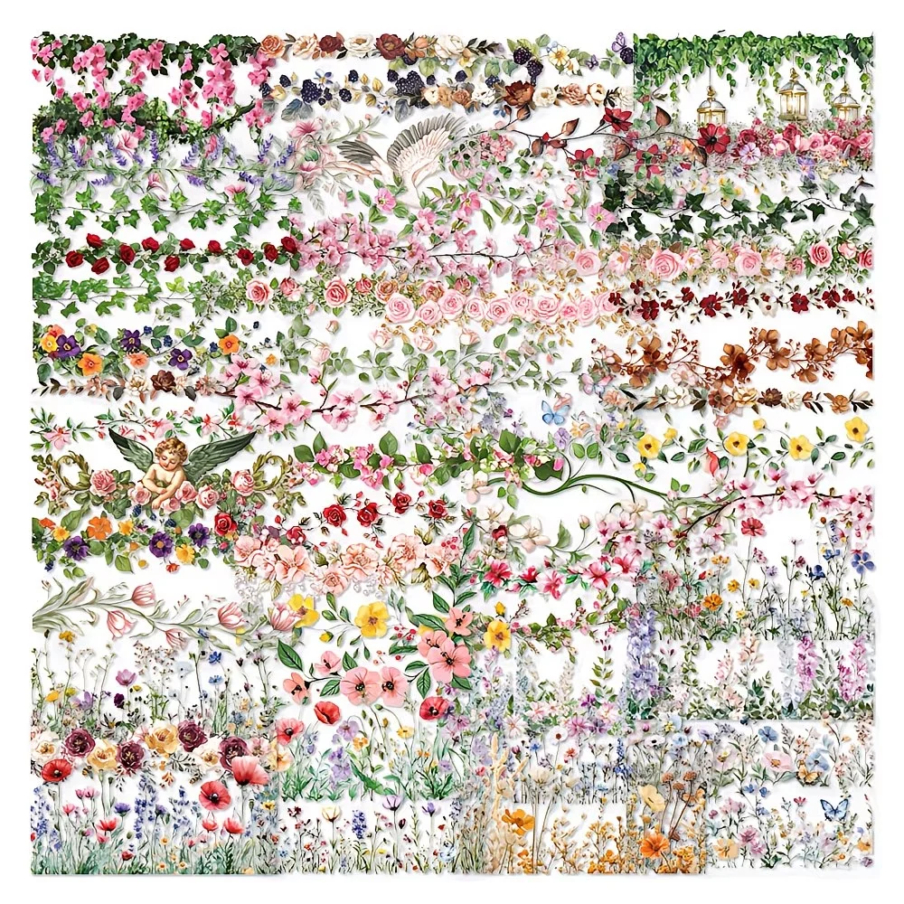 60 florale Tagebuch-Spitzenaufkleber und wasserfeste Aufkleber eignen sich für Laptops, Kühlschränke, Koffer, Desktops und Schneidegeräte – Detail 8