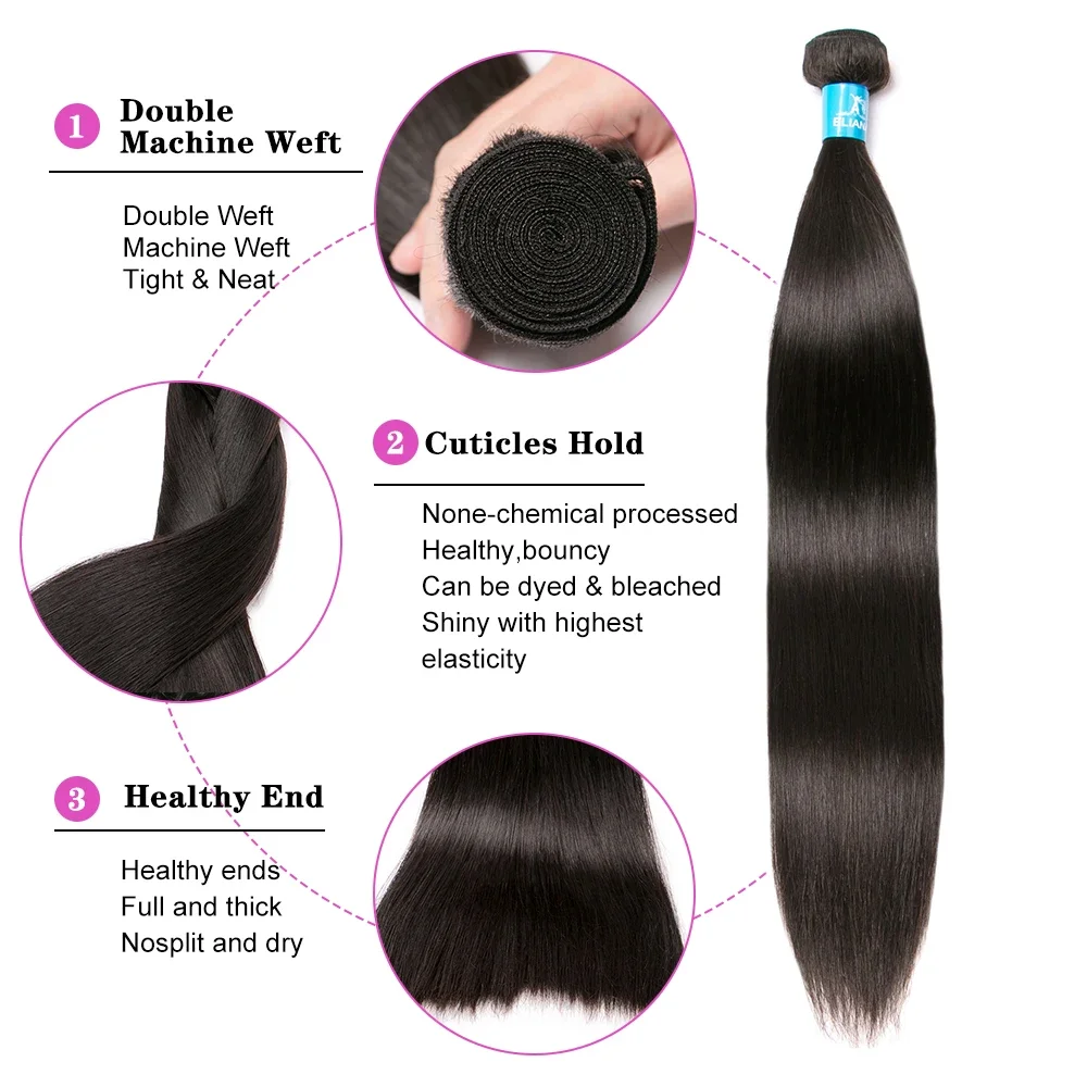 وصلات شعر بشري برازيلي مستقيم ، خصلات نسيج ريمي ، شعر بشري ، 30 في ، 32 في